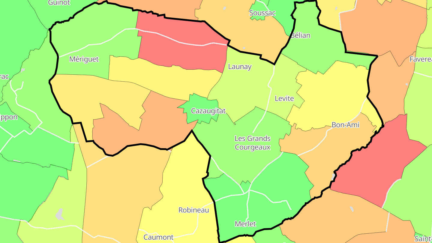 Carte des prix de l'immobilier Cazaugitat