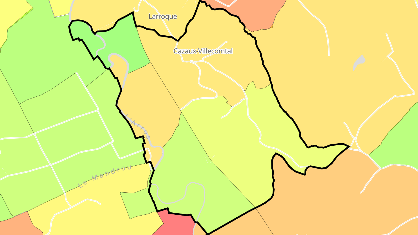 Carte des prix de l'immobilier Cazaux-Villecomtal
