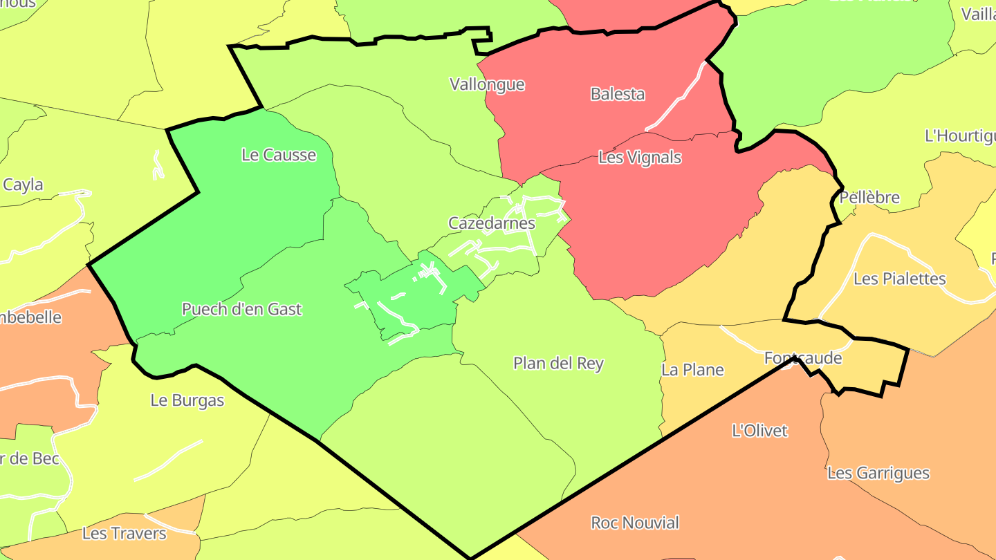Carte des prix de l'immobilier Cazedarnes
