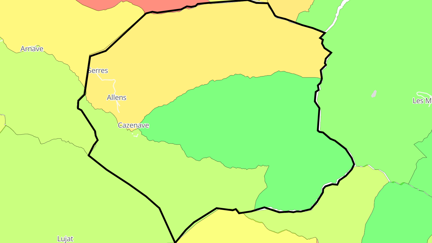 Carte des prix de l'immobilier Cazenave-Serres-et-Allens