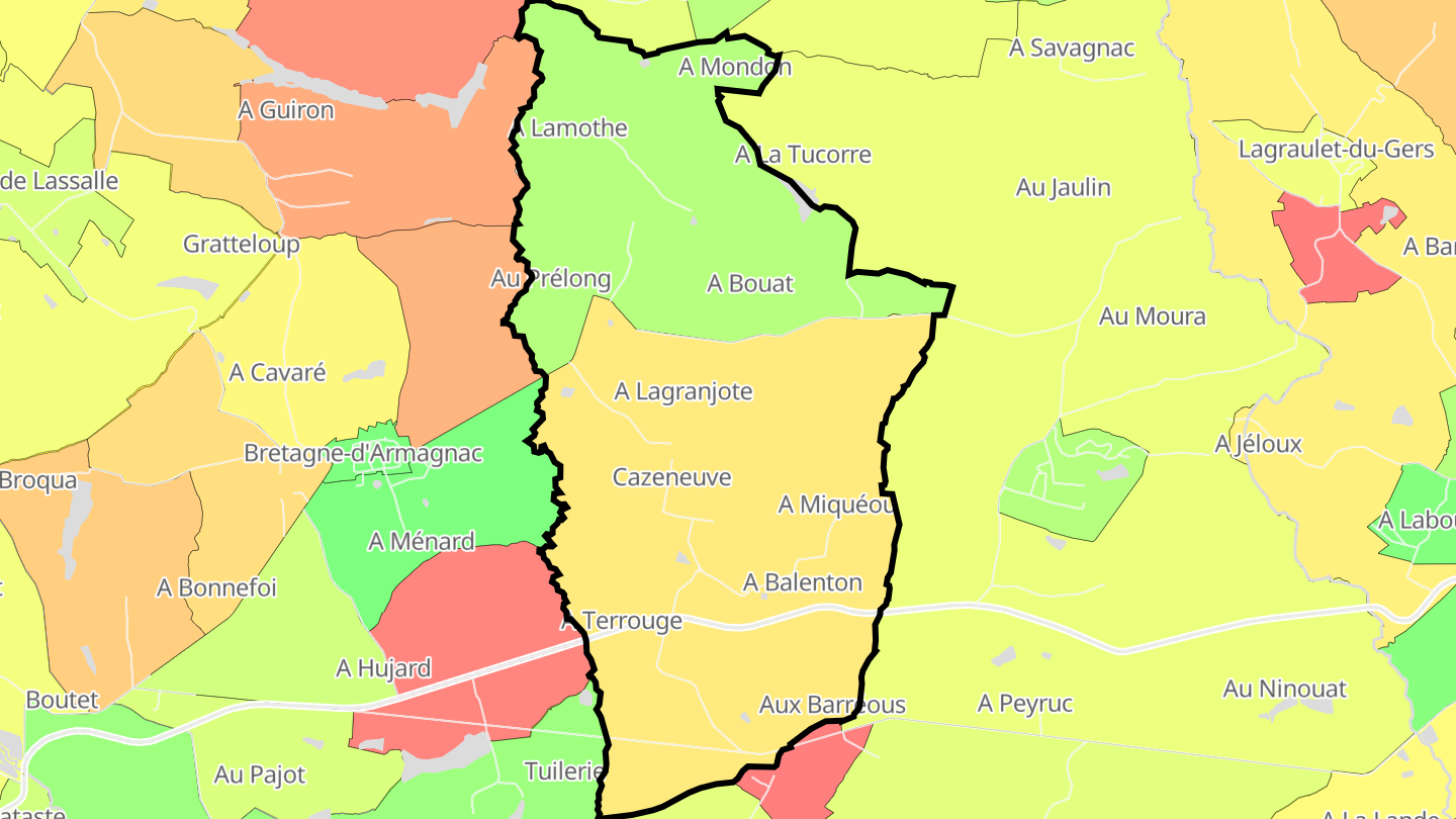 Carte des prix de l'immobilier Cazeneuve