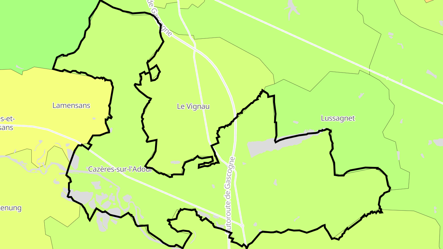Carte des prix de l'immobilier Cazères-sur-l'Adour
