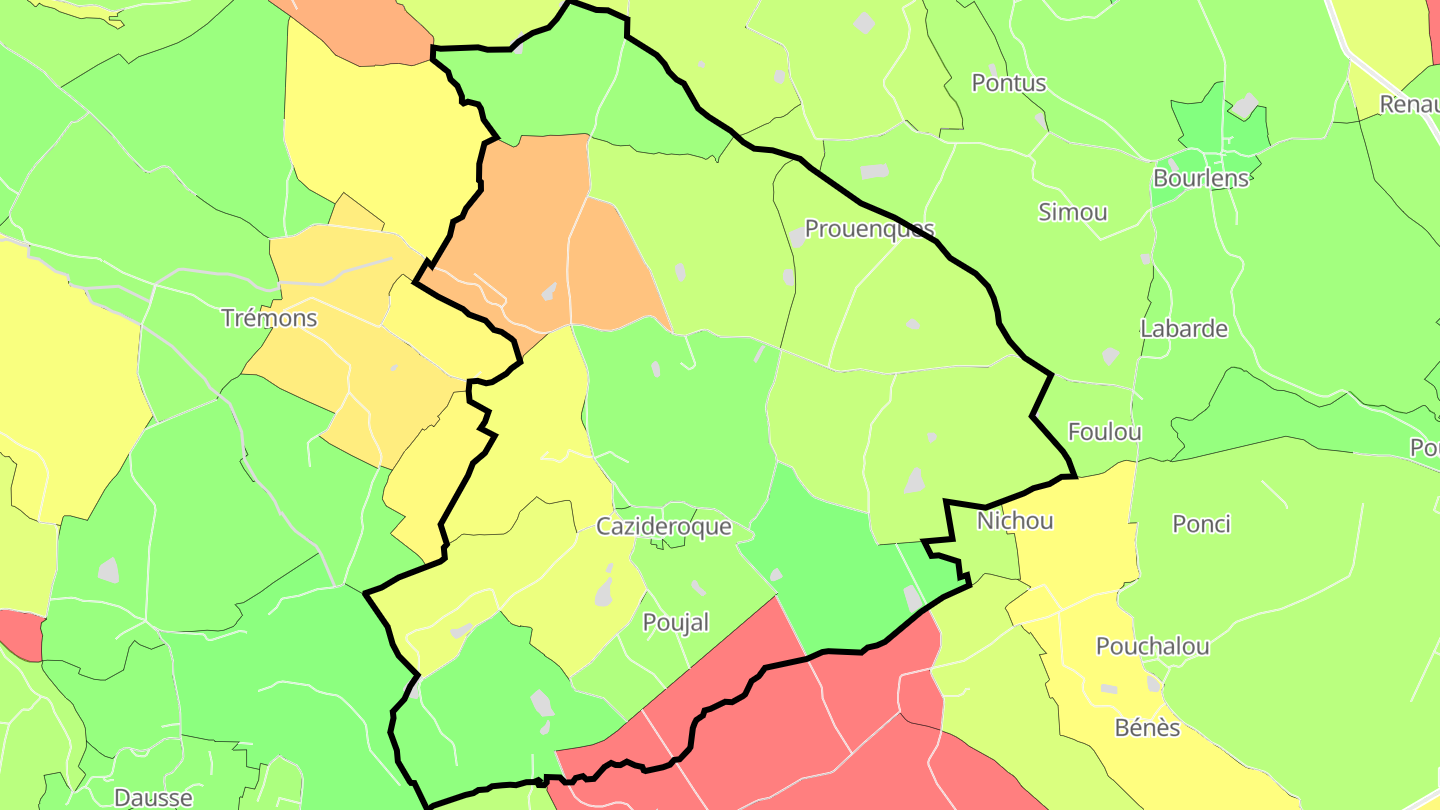 Carte des prix de l'immobilier Cazideroque