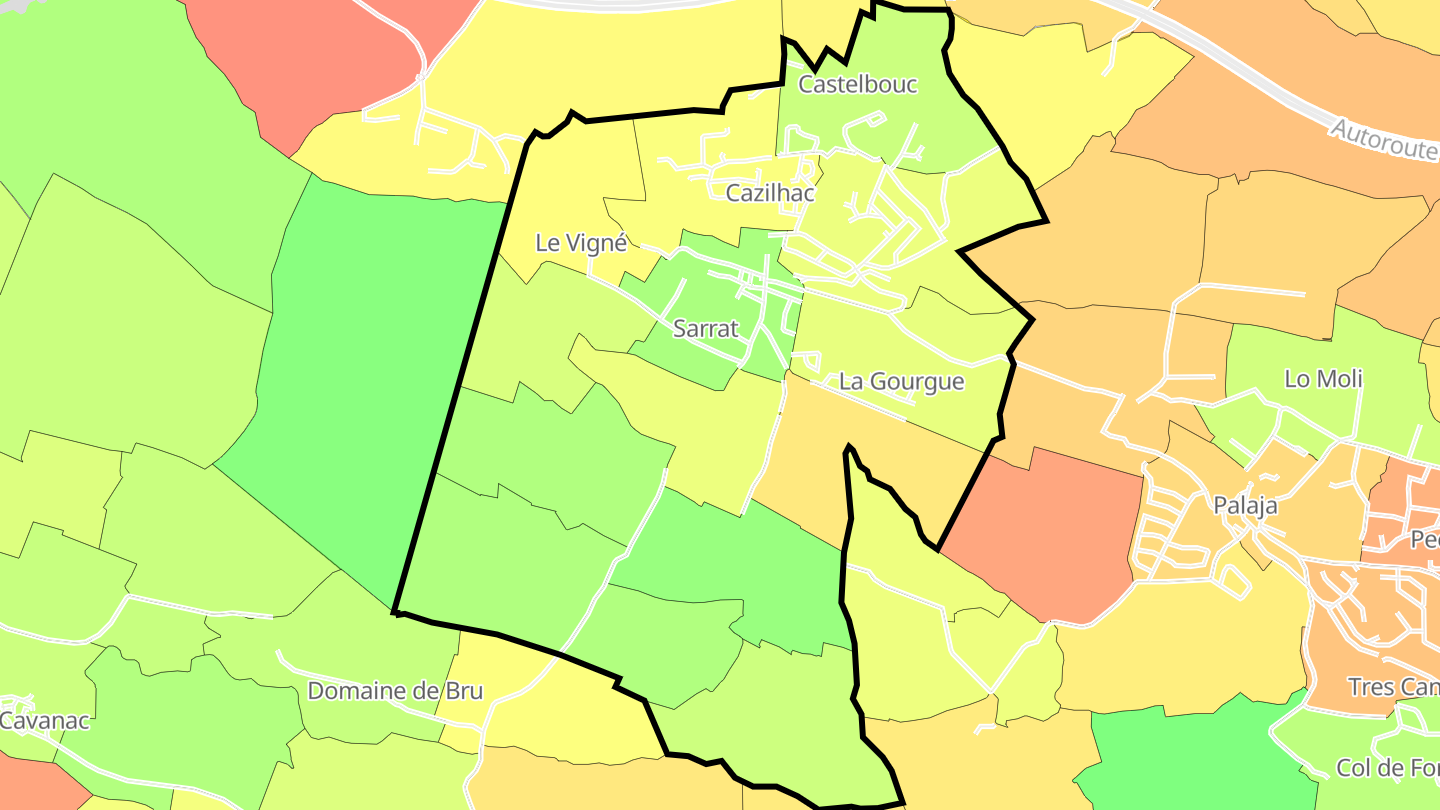 Carte des prix de l'immobilier Cazilhac