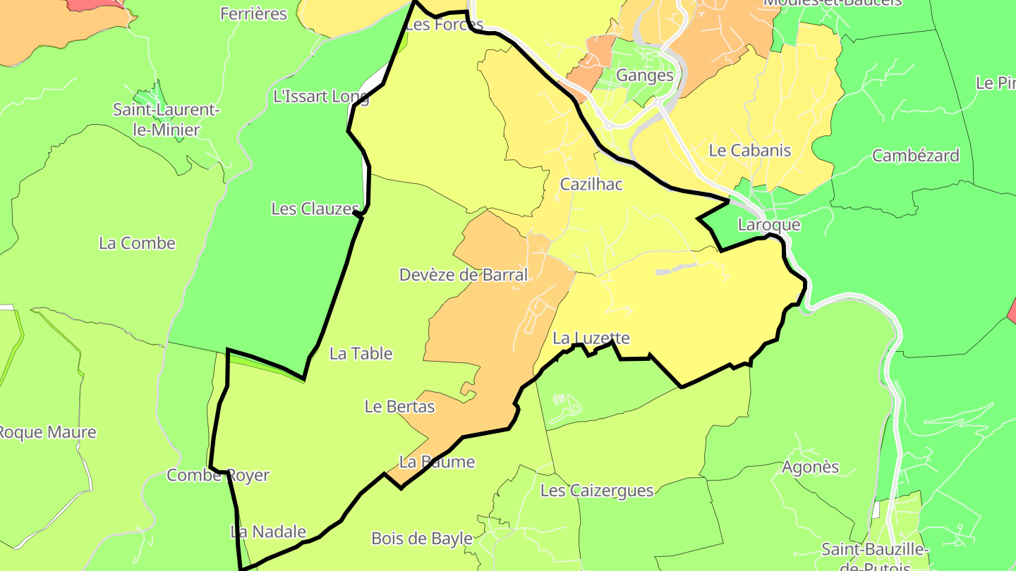 Carte des prix de l'immobilier Cazilhac