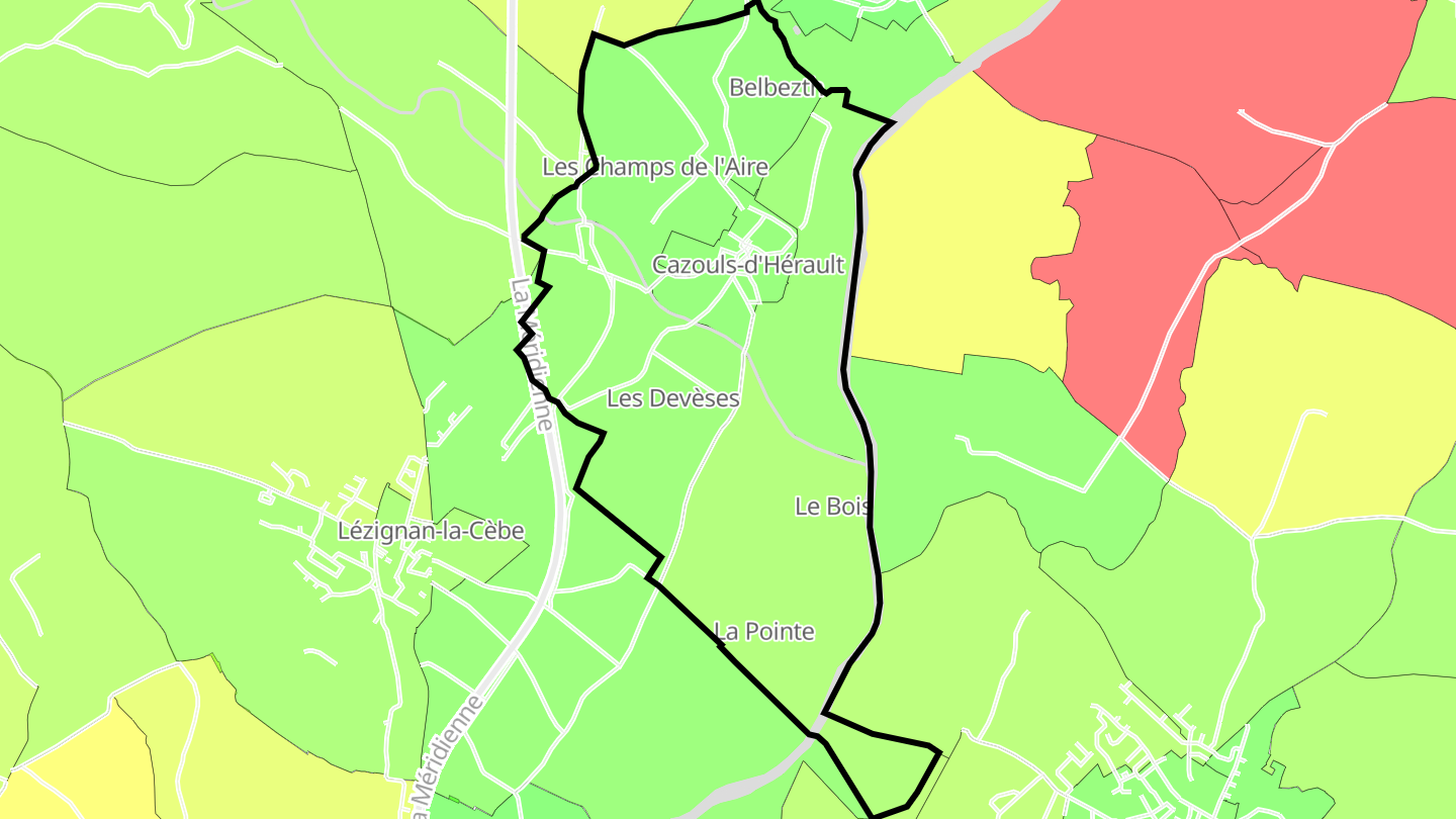Carte des prix de l'immobilier Cazouls-d'Hérault