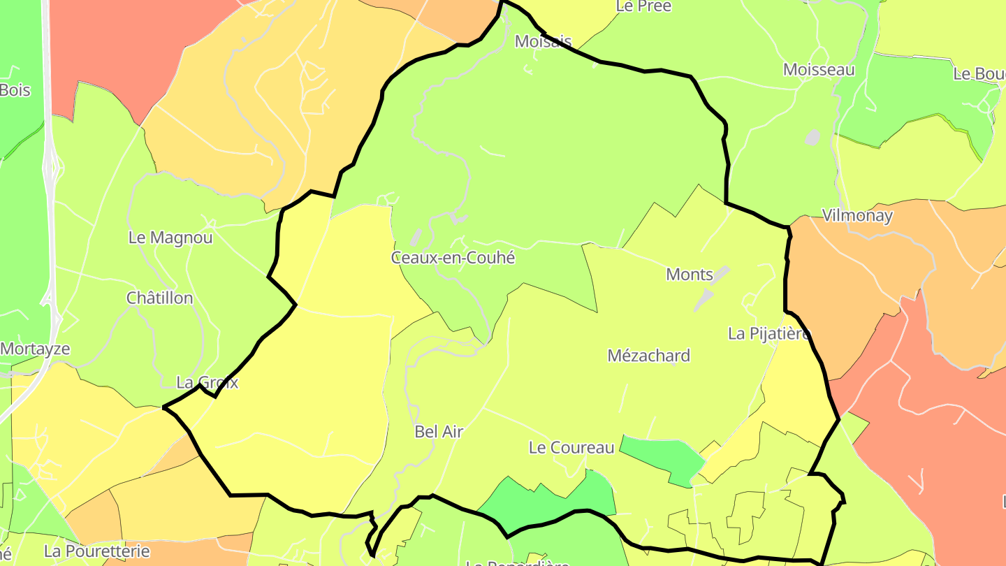 Carte des prix de l'immobilier Ceaux-en-Couhé