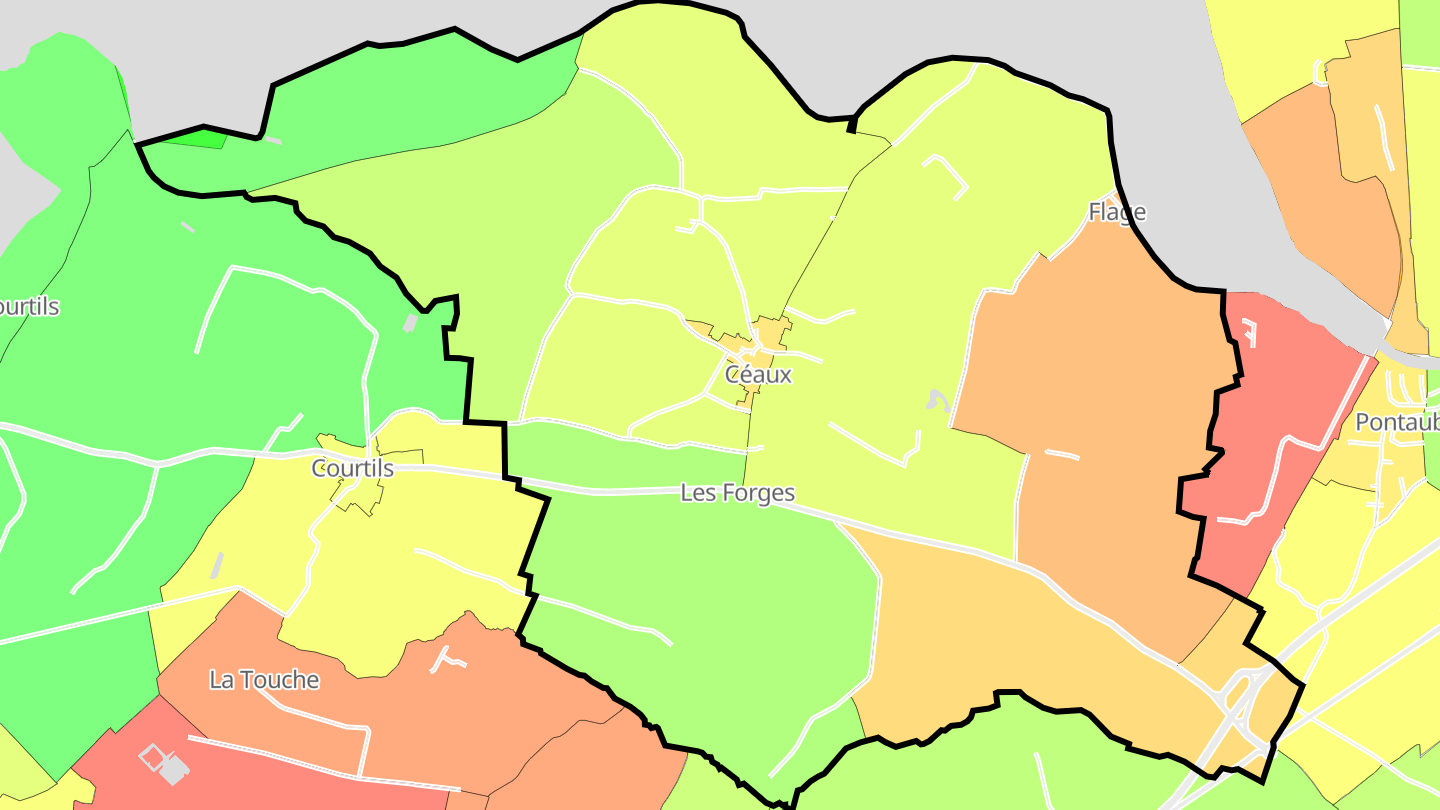 Carte des prix de l'immobilier Céaux