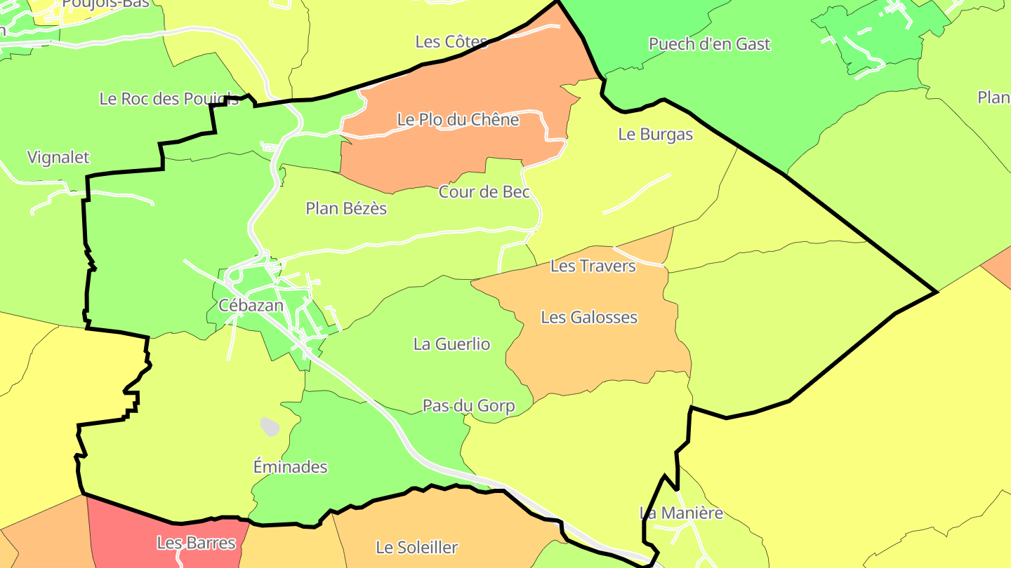Carte des prix de l'immobilier Cébazan