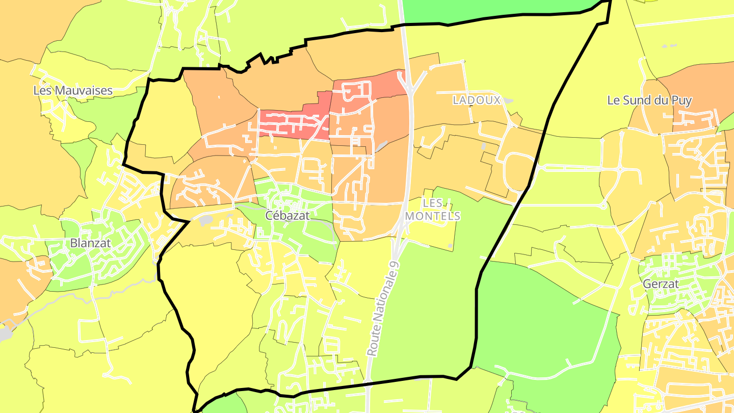 Carte des prix de l'immobilier Cébazat