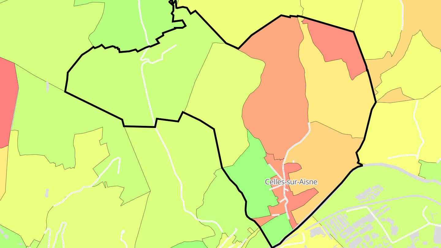 Carte des prix de l'immobilier Celles-sur-Aisne