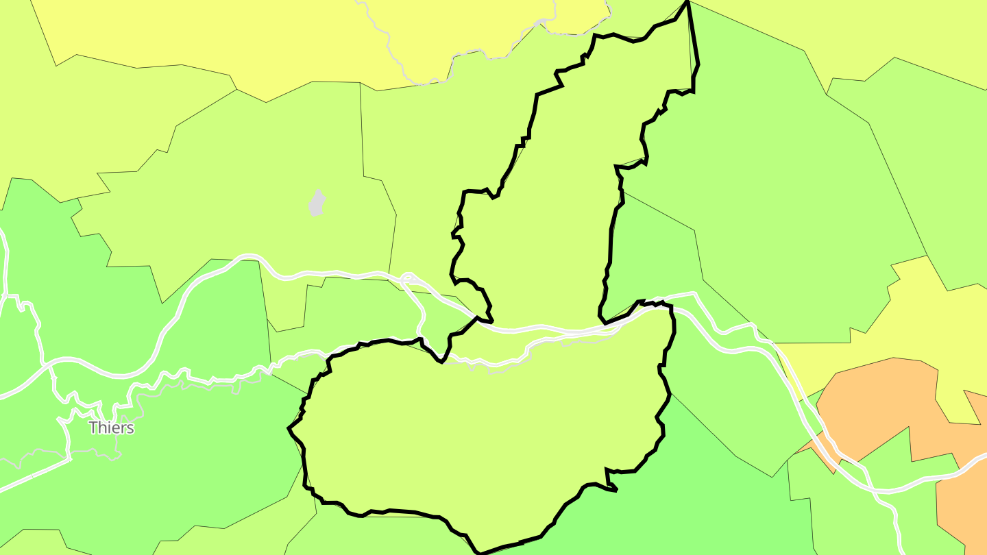 Carte des prix de l'immobilier Celles-sur-Durolle