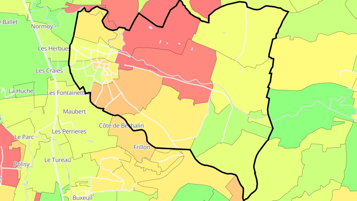 Carte des prix de l'immobilier Celles-sur-Ource