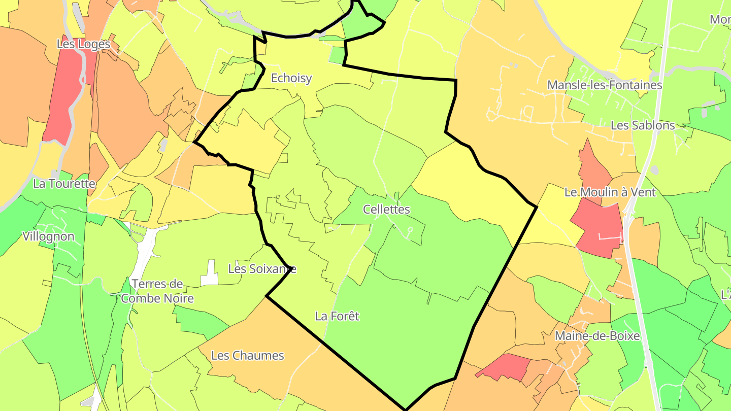 Carte des prix de l'immobilier Cellettes