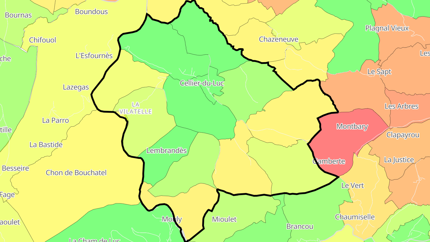 Carte des prix de l'immobilier Cellier-du-Luc