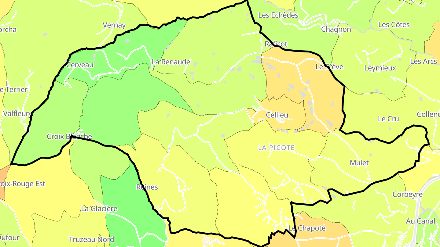 Carte des prix de l'immobilier Cellieu