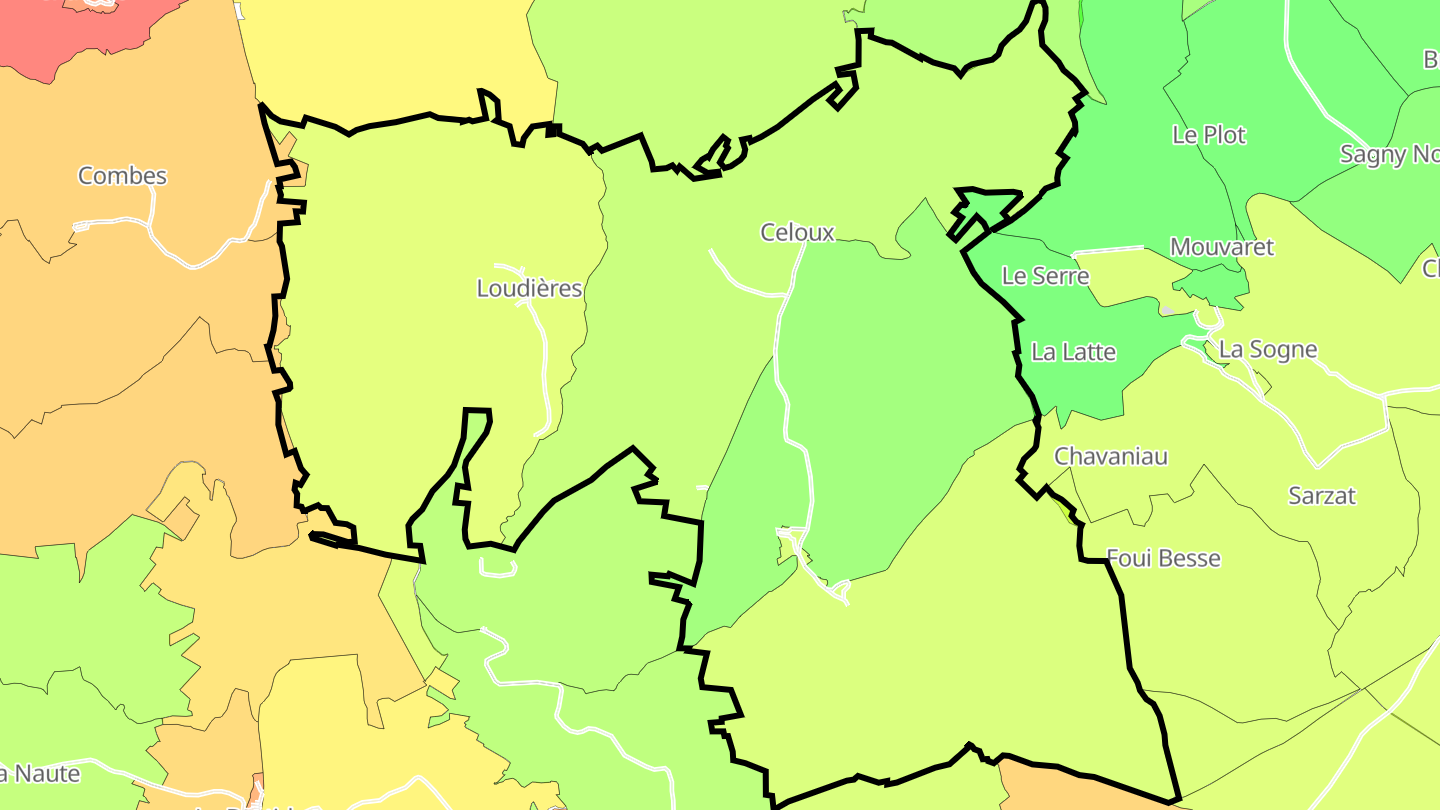 Carte des prix de l'immobilier Celoux