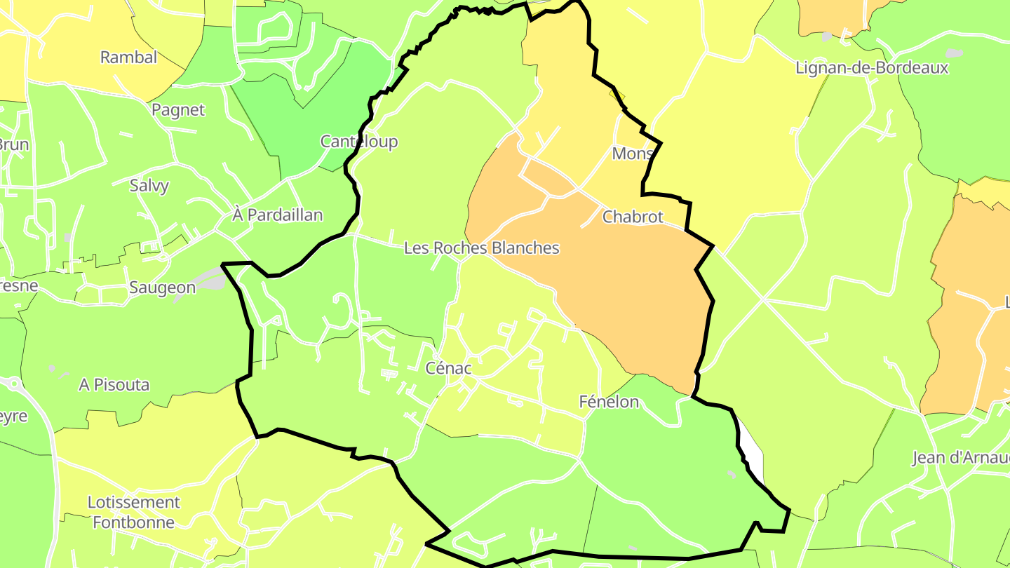 Carte des prix de l'immobilier Cénac