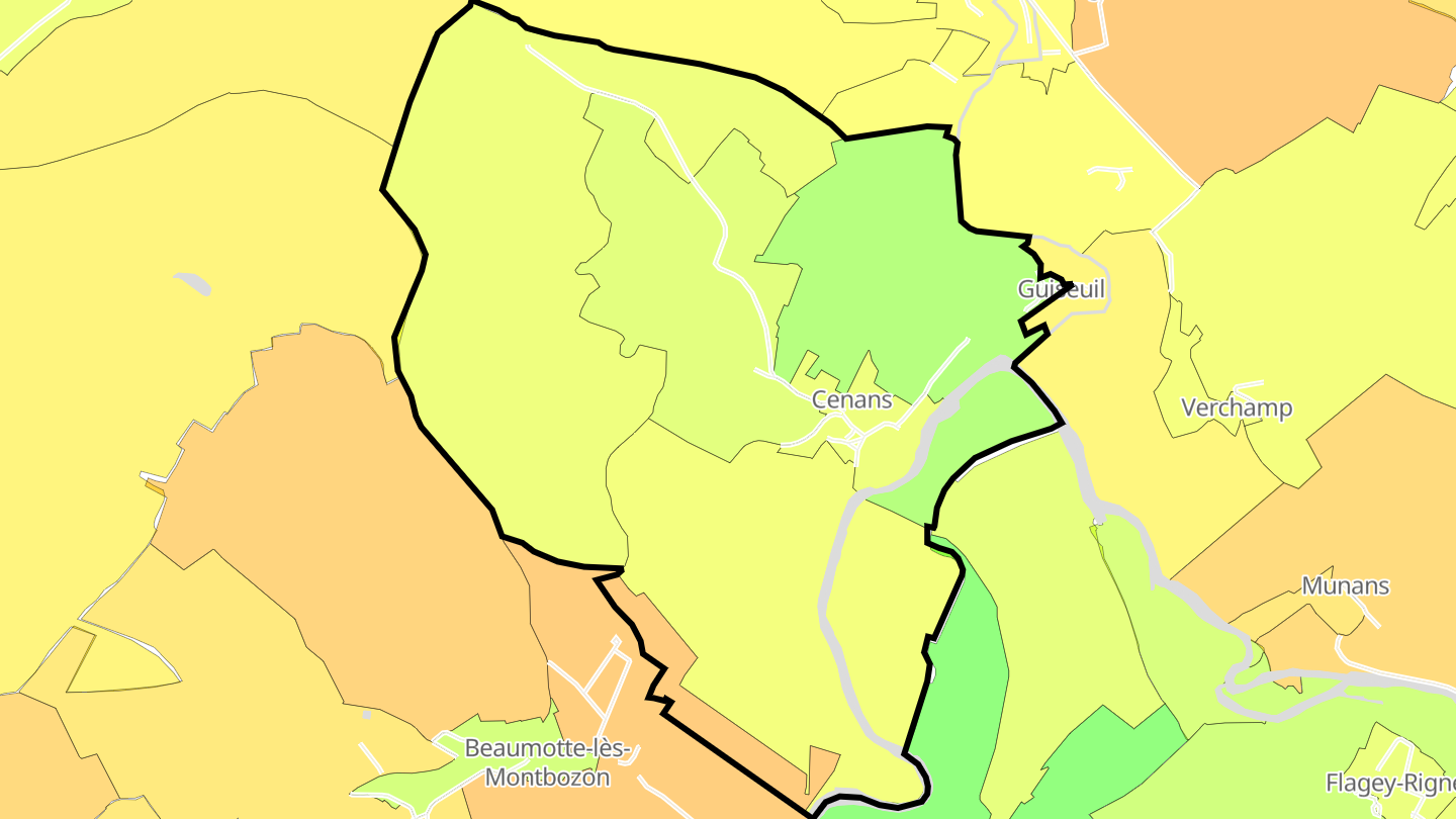 Carte des prix de l'immobilier Cenans