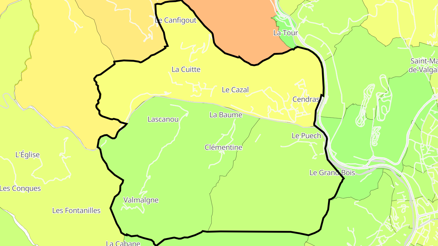 Carte des prix de l'immobilier Cendras