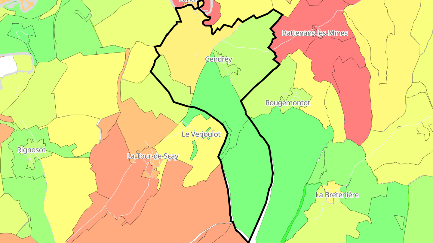 Carte des prix de l'immobilier Cendrey