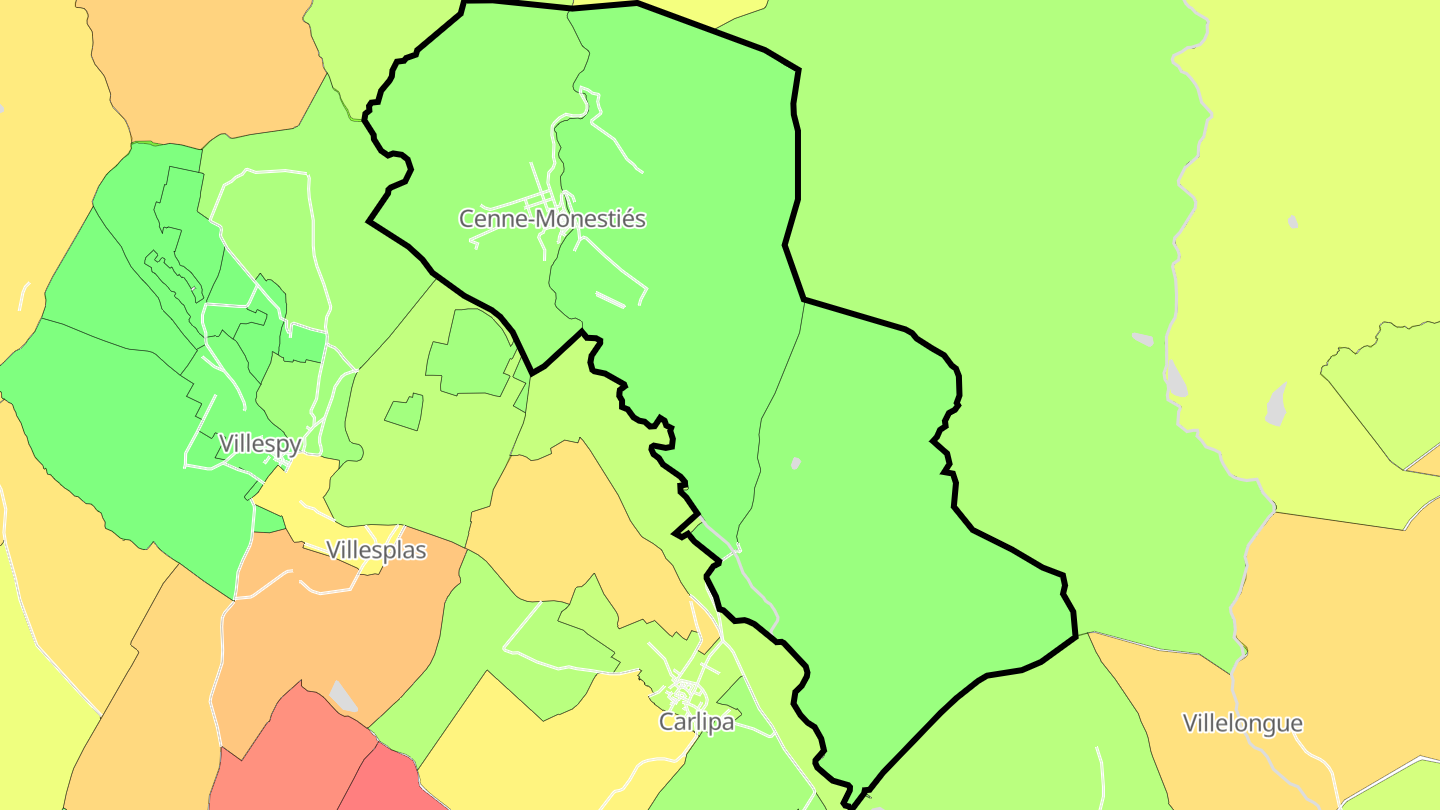 Carte des prix de l'immobilier Cenne-Monestiés