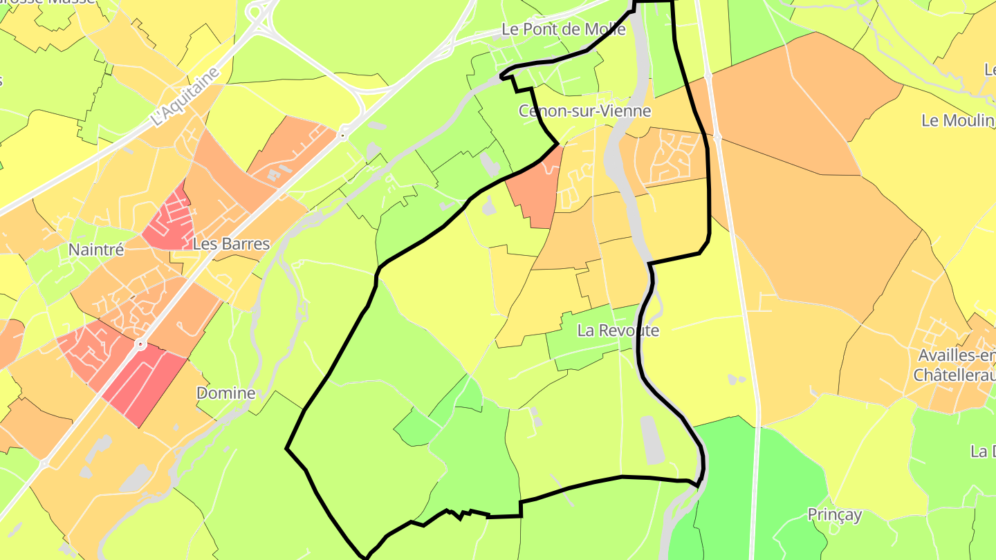 Carte des prix de l'immobilier Cenon-sur-Vienne