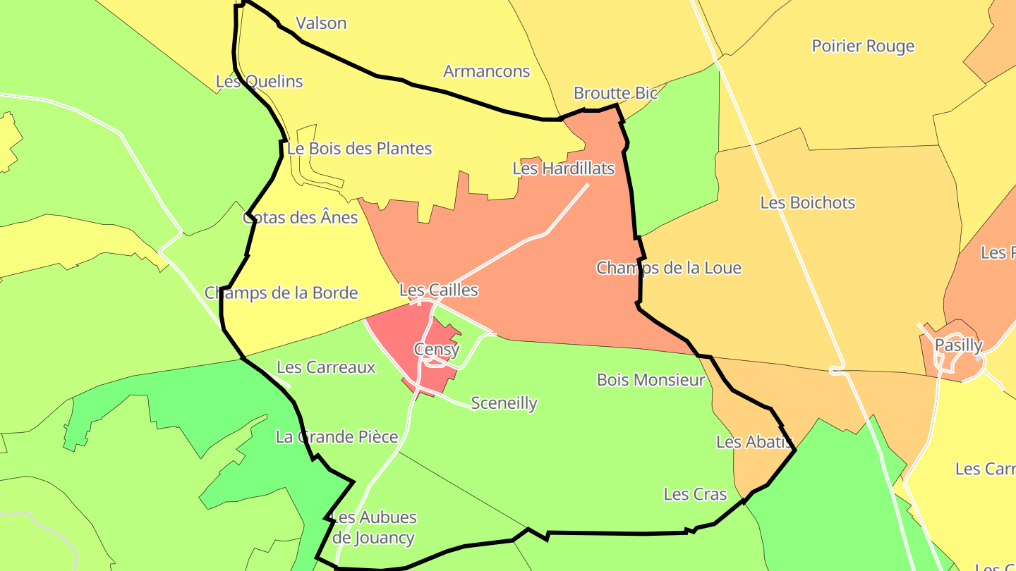 Carte des prix de l'immobilier Censy