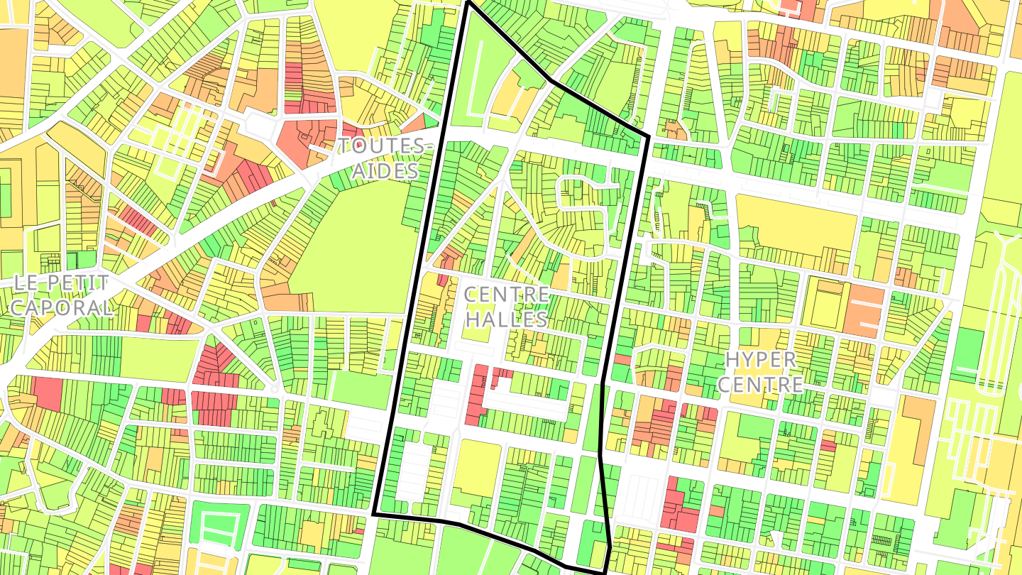 Carte des prix de l'immobilier Centre Halles