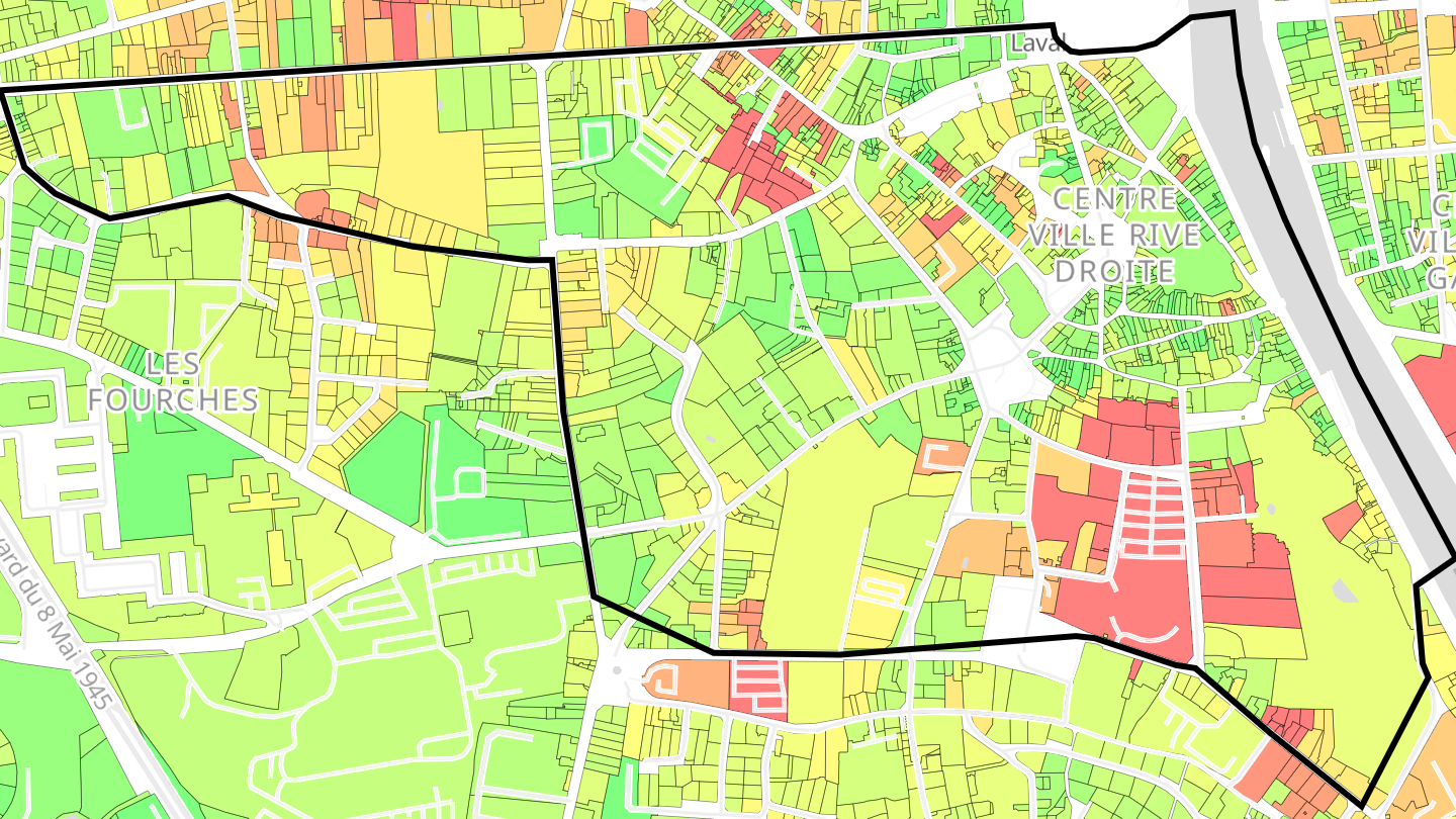 Carte des prix de l'immobilier Centre Ville Rive Droite