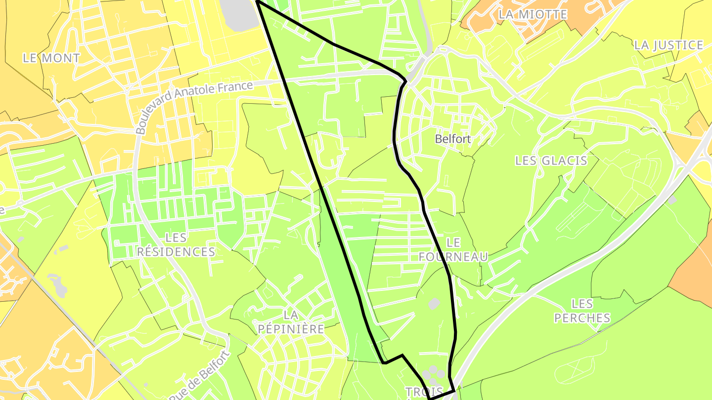 Carte des prix de l'immobilier Centre Ville - faubourg de Montbéliard