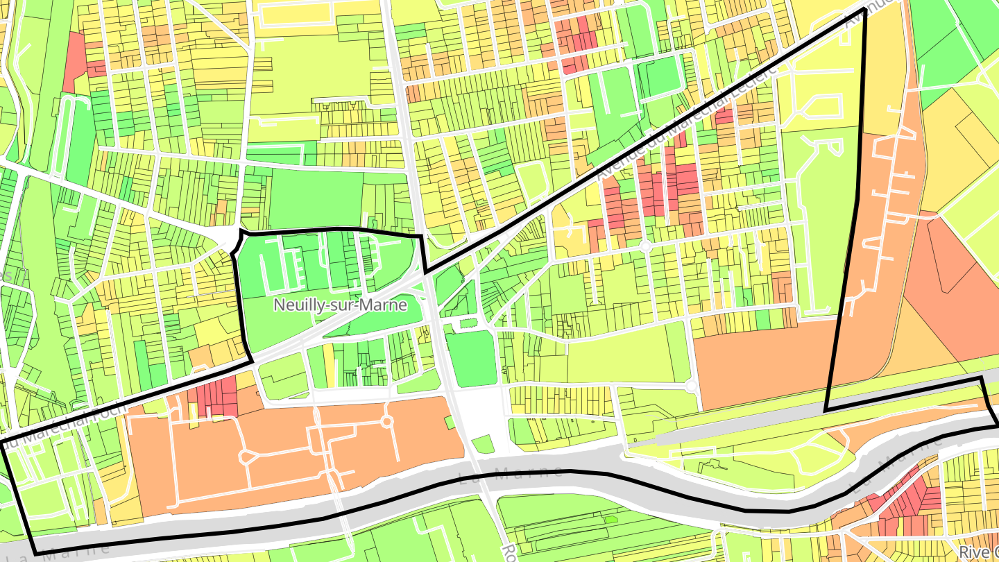 Carte des prix de l'immobilier Centre - Bords de Marne - Coulée Verte