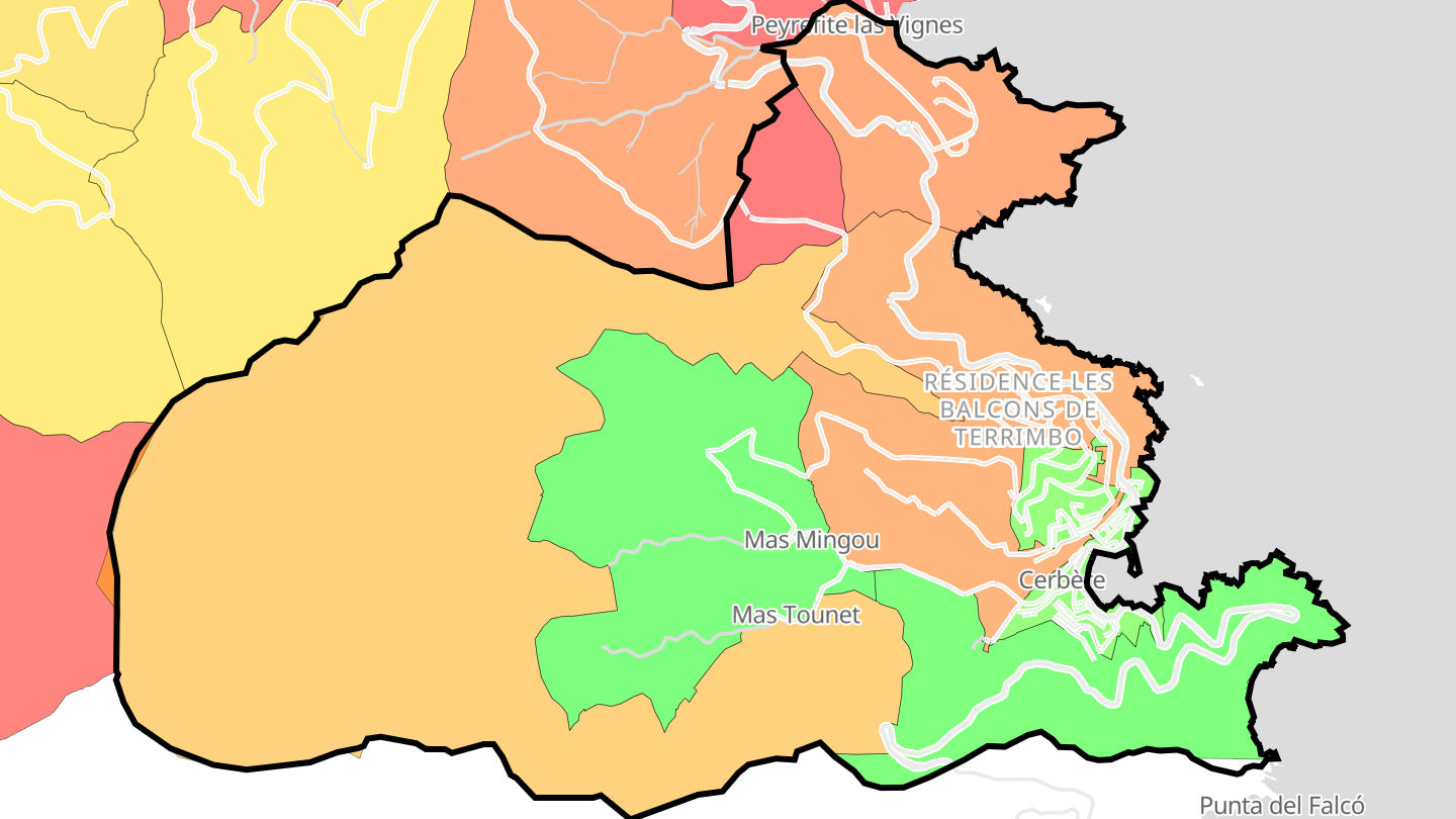 Carte des prix de l'immobilier Cerbère