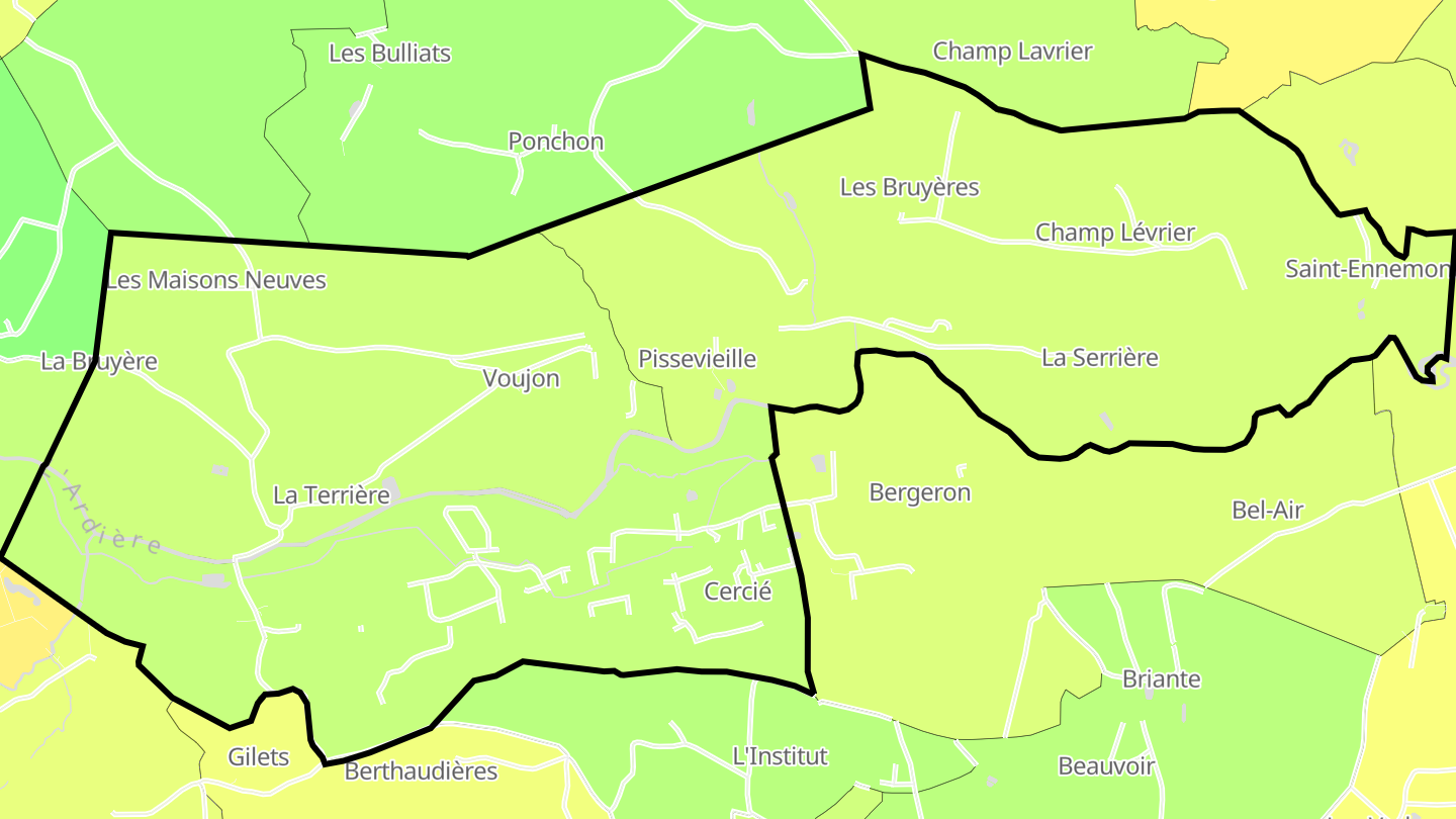 Carte des prix de l'immobilier Cercié