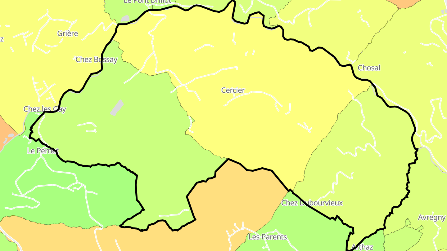 Carte des prix de l'immobilier Cercier