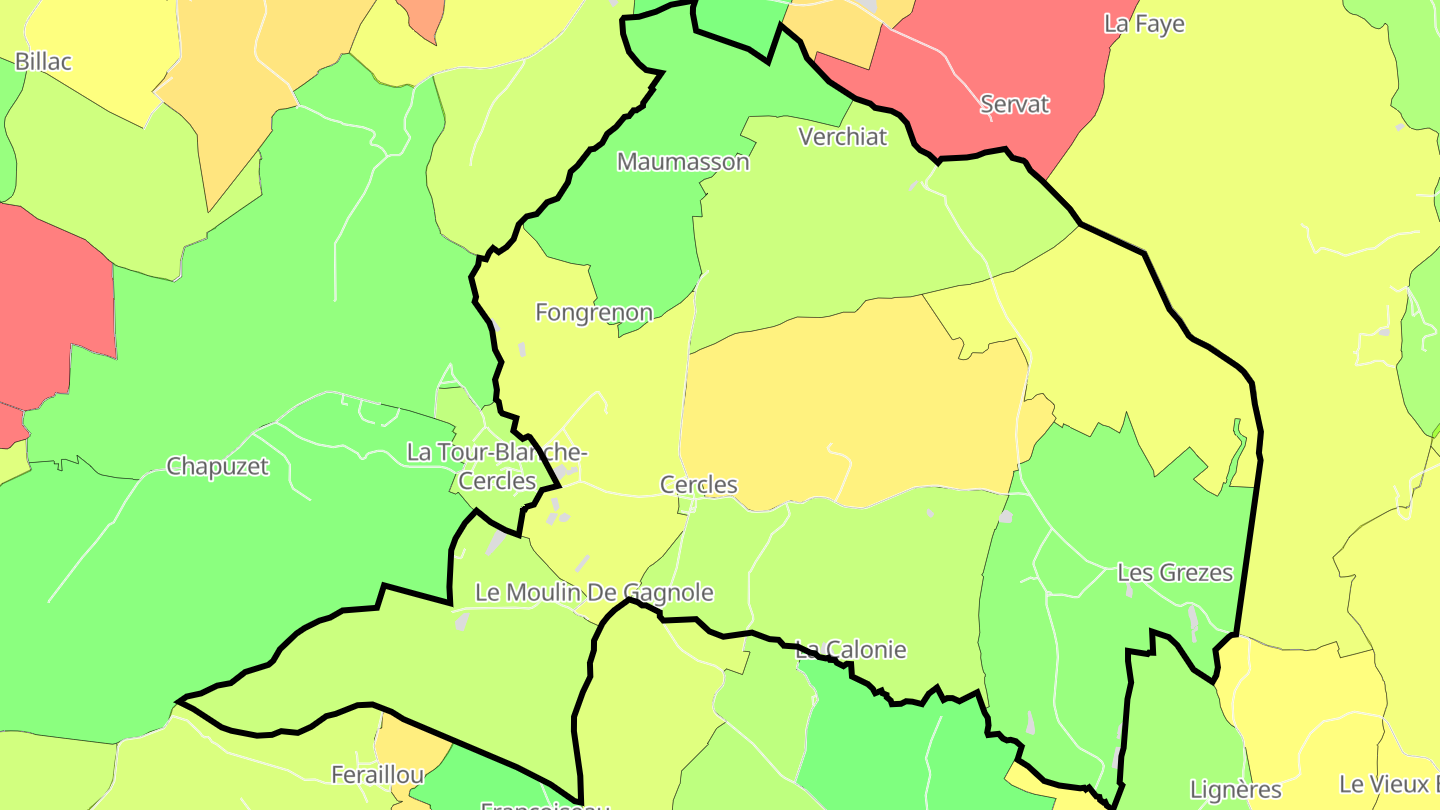 Carte des prix de l'immobilier Cercles
