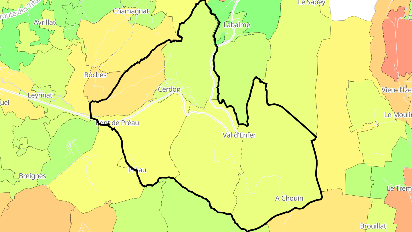 Carte des prix de l'immobilier Cerdon
