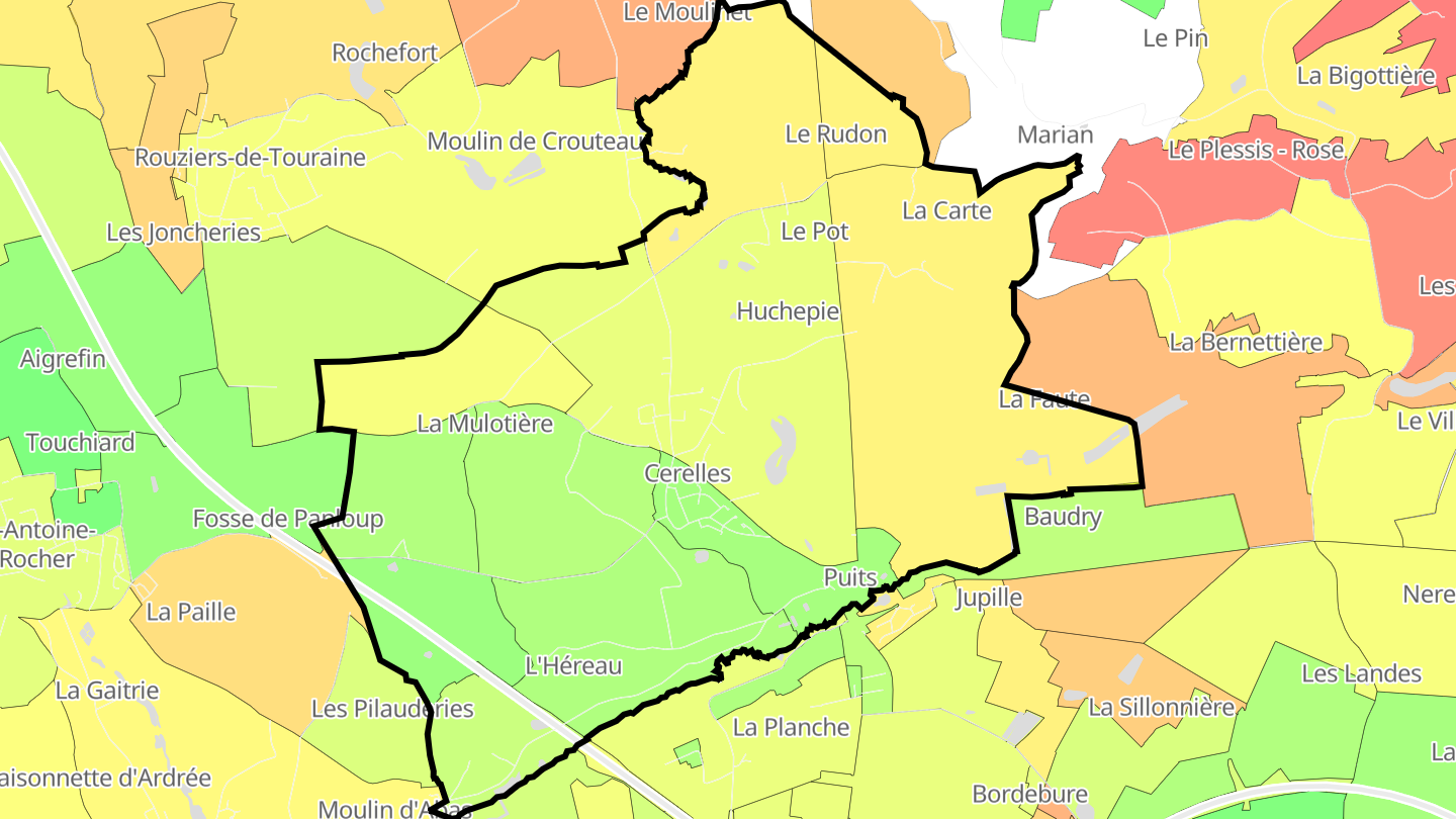 Carte des prix de l'immobilier Cerelles