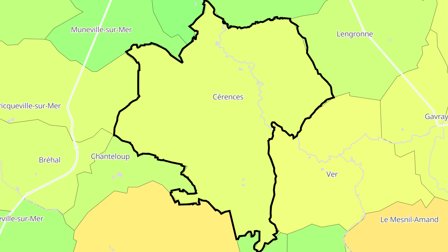 Carte des prix de l'immobilier Cérences