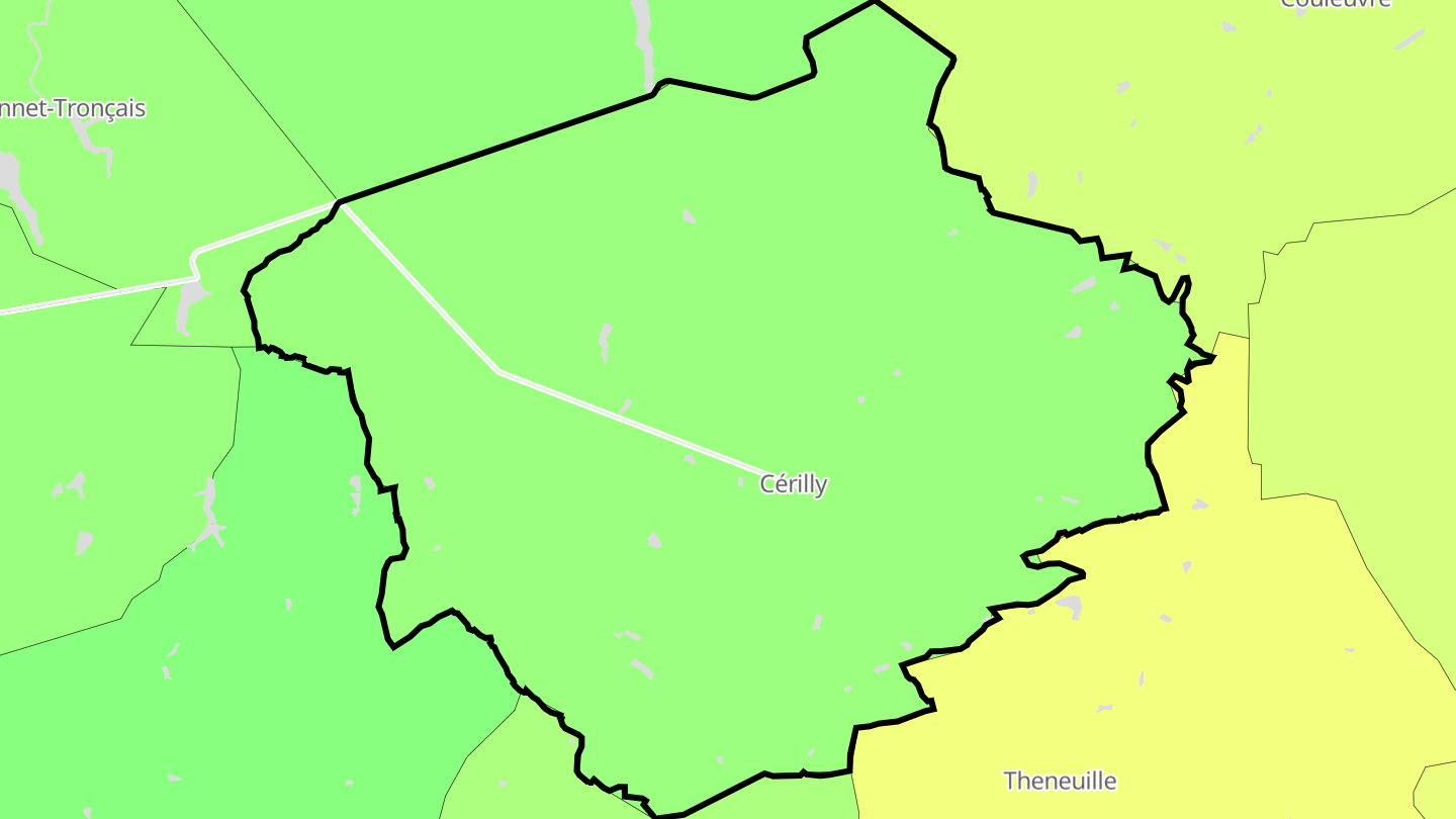 Carte des prix de l'immobilier Cérilly