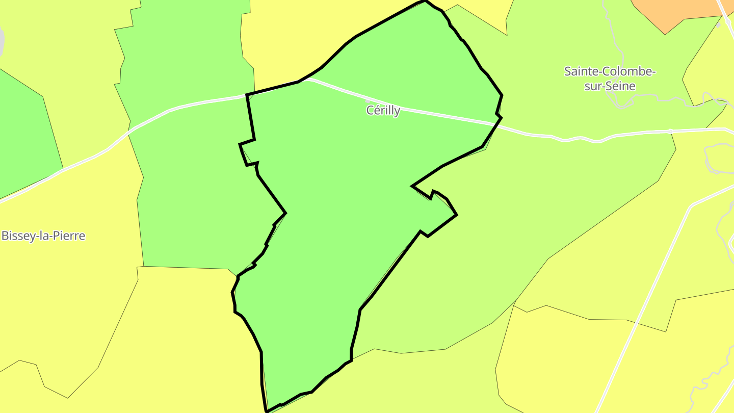 Carte des prix de l'immobilier Cérilly