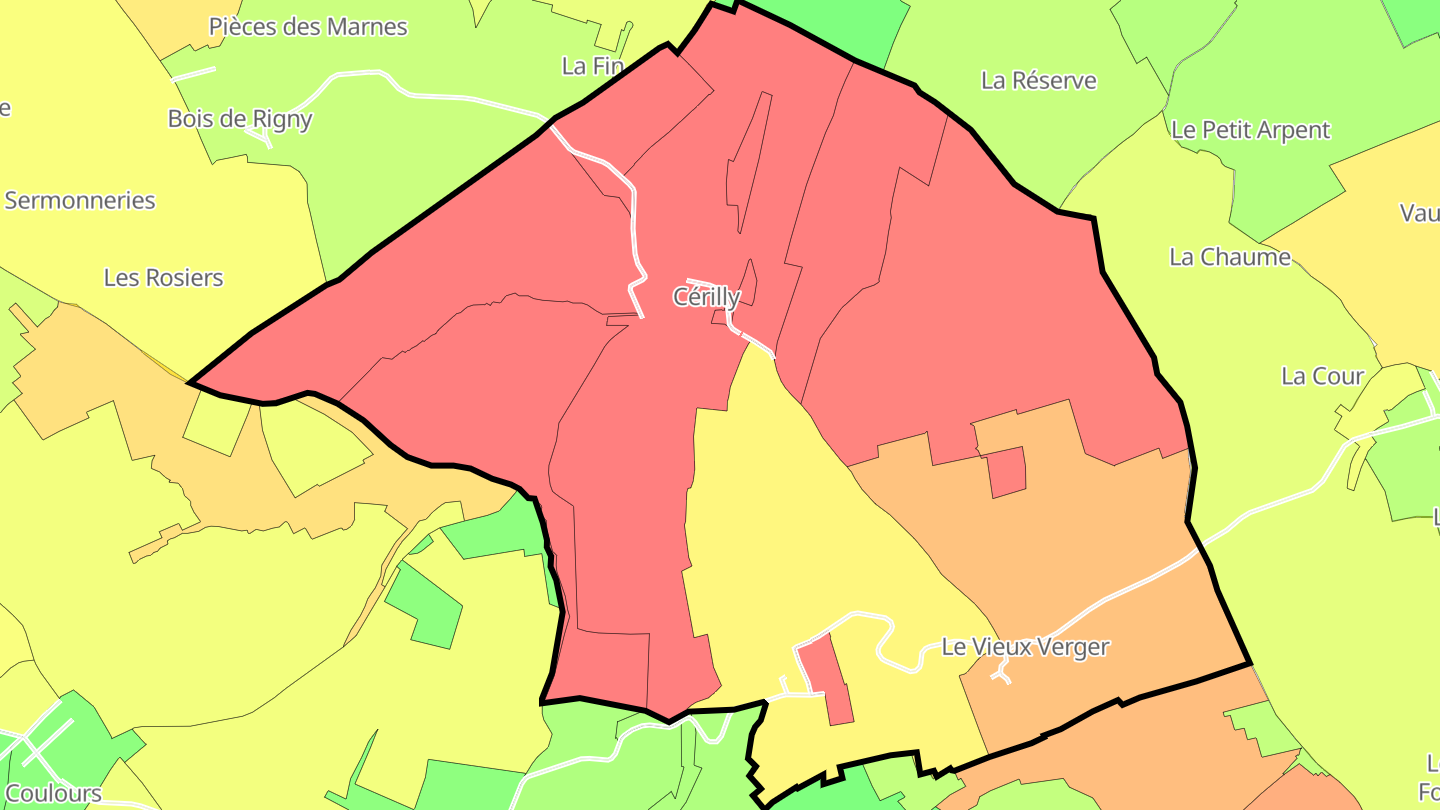 Carte des prix de l'immobilier Cérilly