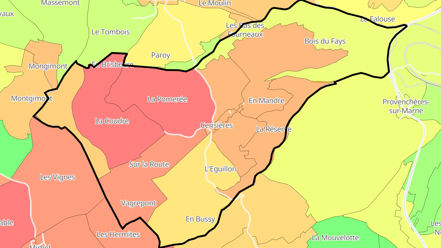 Carte des prix de l'immobilier Cerisières