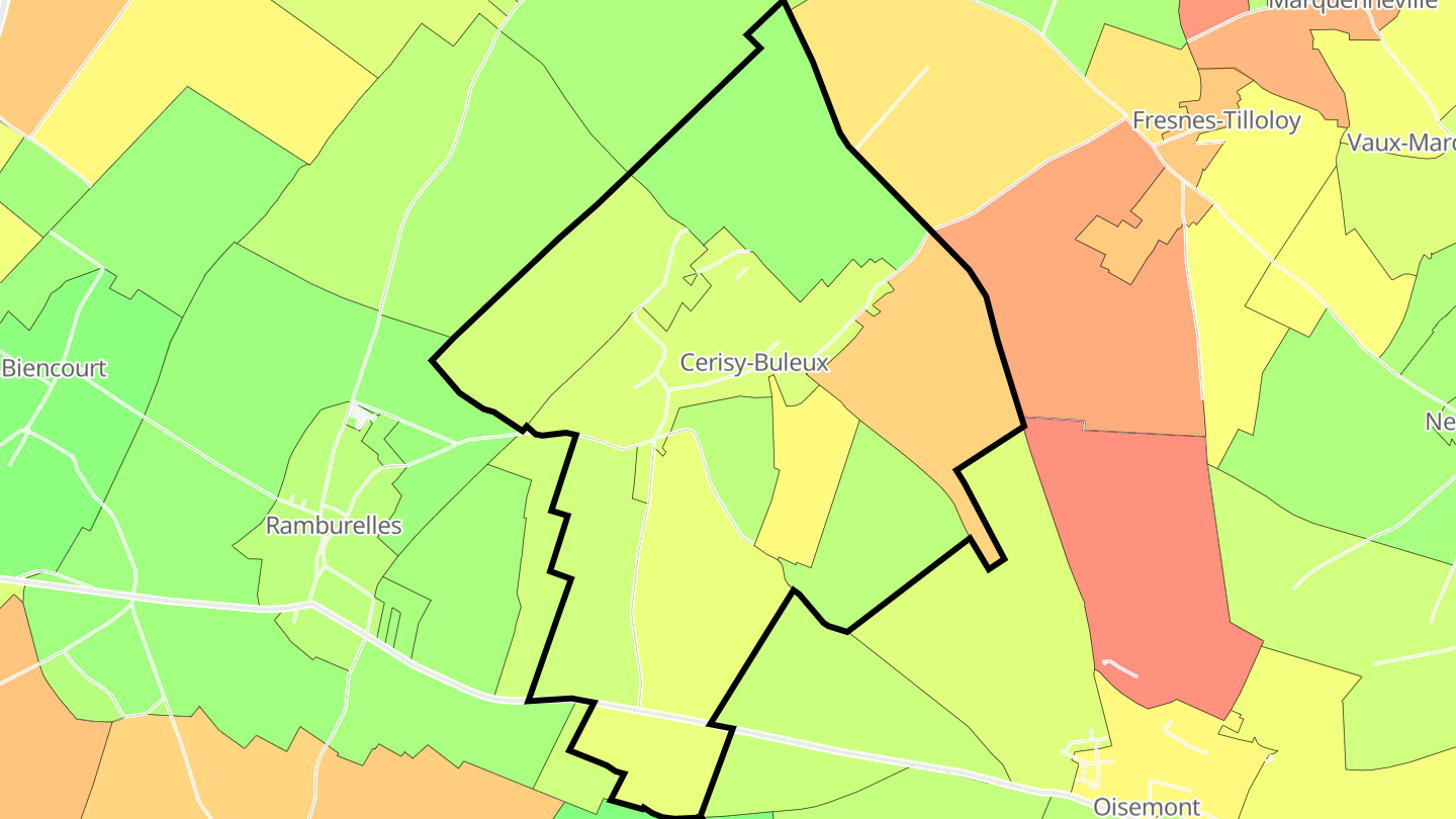 Carte des prix de l'immobilier Cerisy-Buleux
