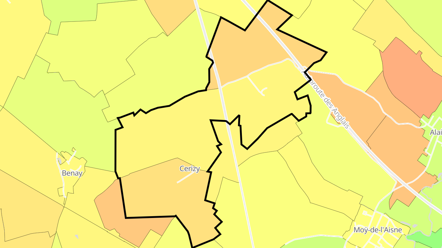 Carte des prix de l'immobilier Cerizy