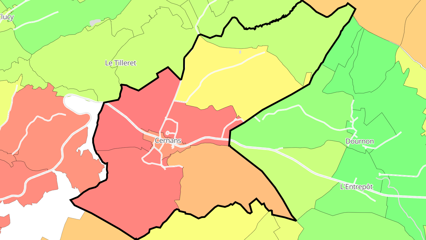Carte des prix de l'immobilier Cernans