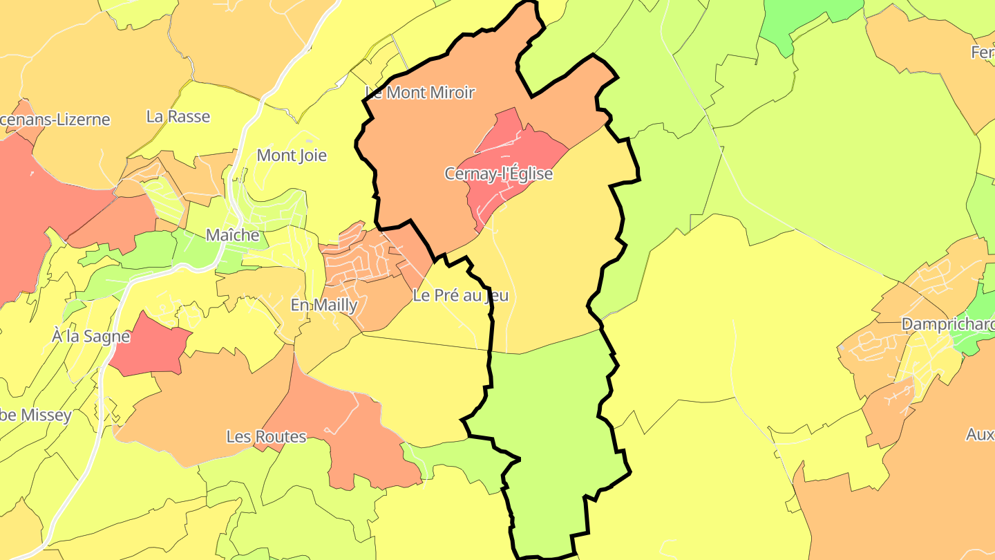 Carte des prix de l'immobilier Cernay-l'Église