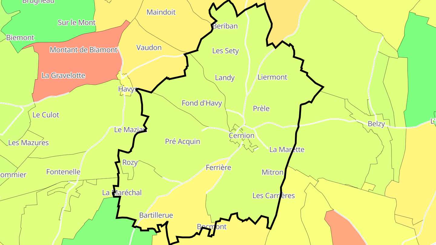Carte des prix de l'immobilier Cernion