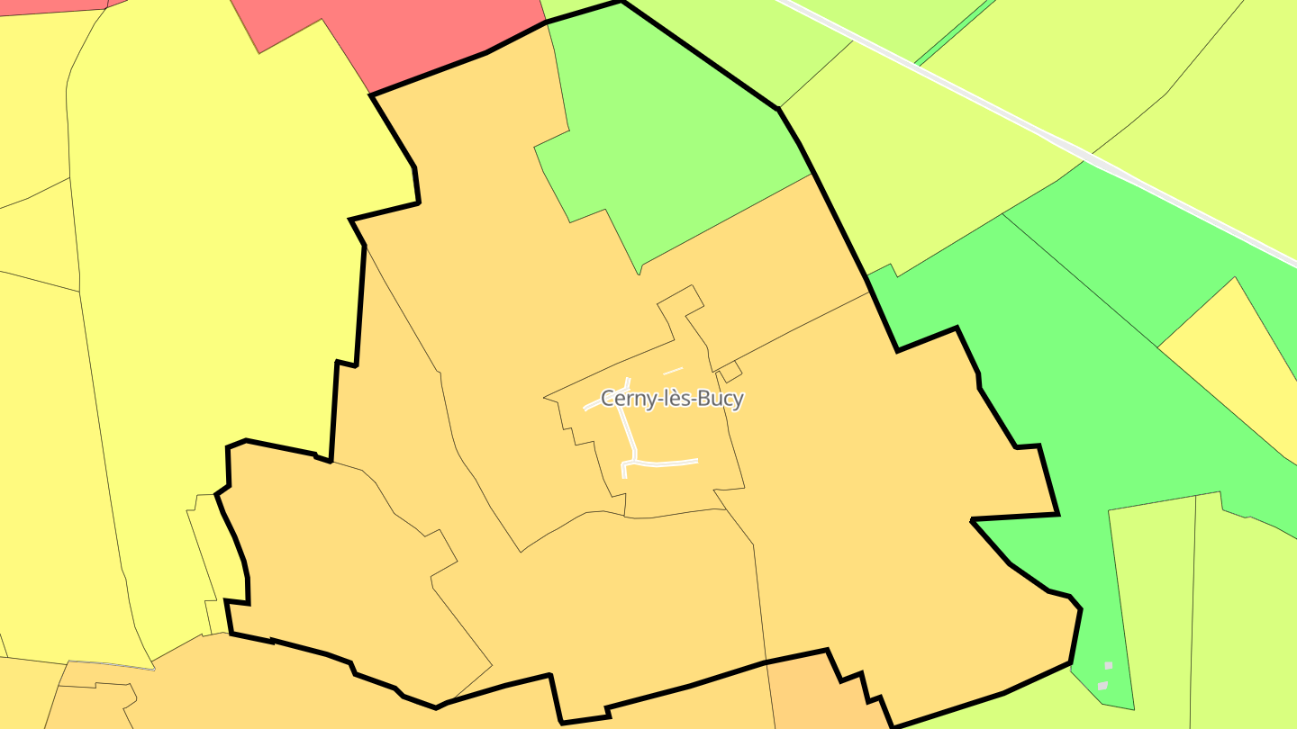 Carte des prix de l'immobilier Cerny-lès-Bucy