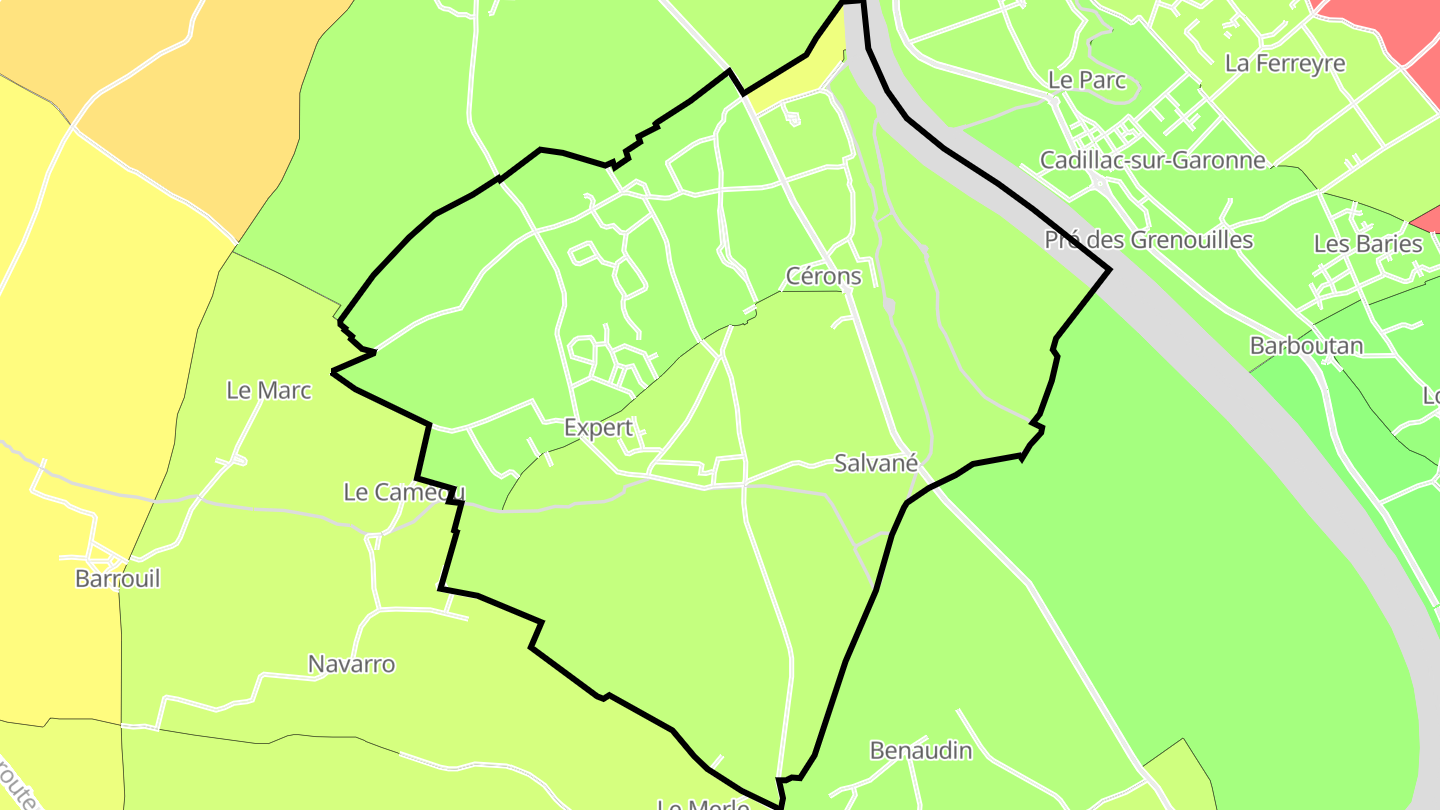 Carte des prix de l'immobilier Cérons